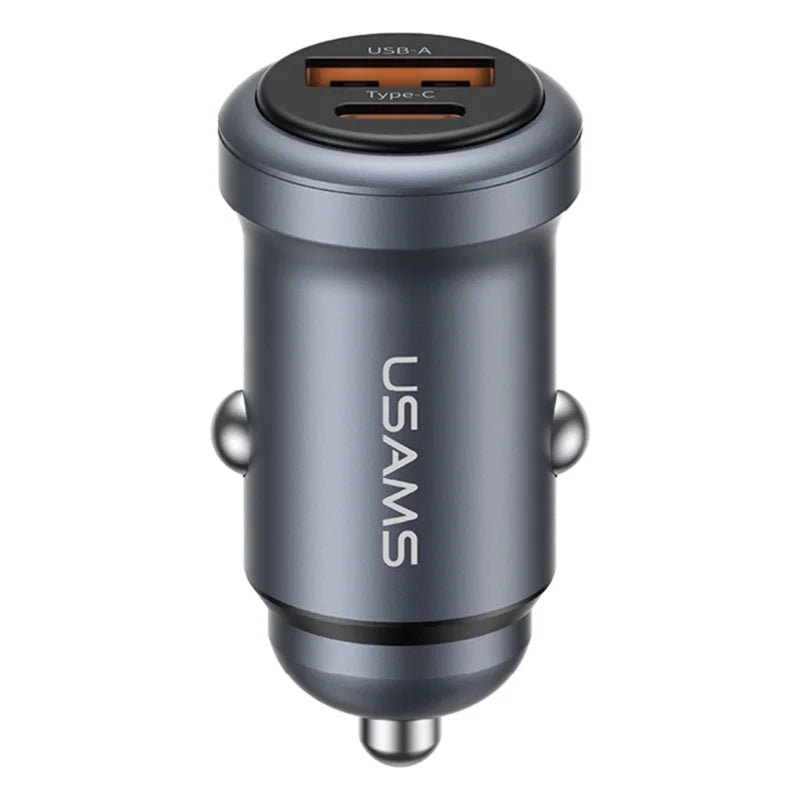 USAMS CC322 30W A+C Ports Aluminum Alloy Car Charger