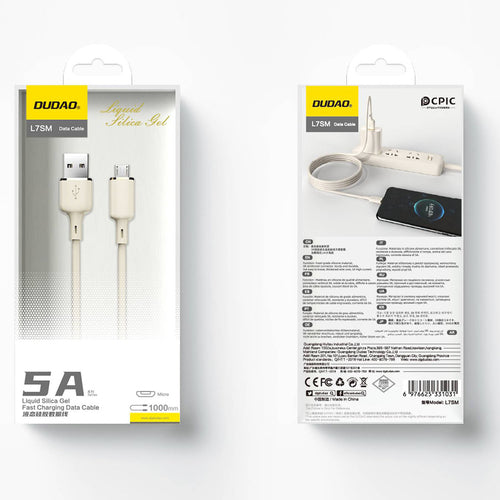 Dudao L7SM USB-A - micro USB cable 5A 1m - beige