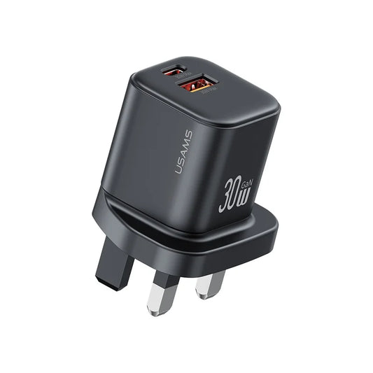 USAMS CC277 30W GaN Mini A+C Dual Ports Fast Charger - Black